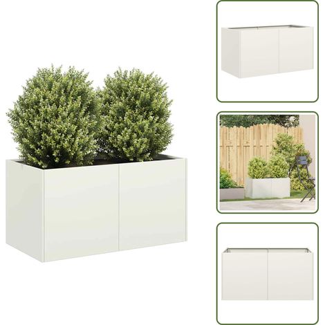 vidaXL Jardinière blanc 80x40x40 cm acier laminé à froid (1/5)