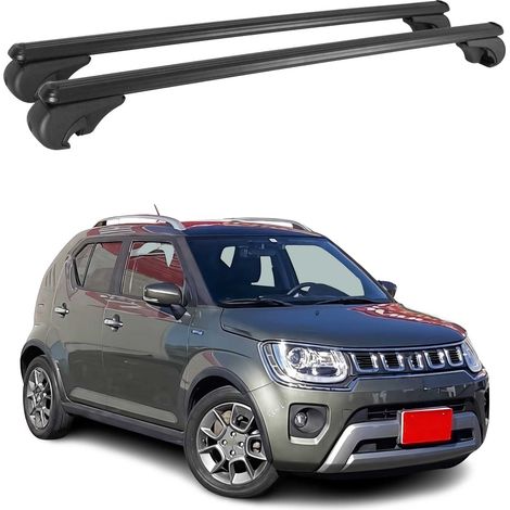 OMAC Barres de toit en aluminium pour Suzuki Ignis II 2016-2026 – TÜV / DIN 75302:2019 – Antivol inclus – Charge max 75 kg – 2 barres Noir (1/4)