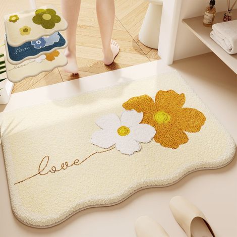 Tapis D'Entrée - Imitation Laine De Mouton - Absorbant Et Anti-Dérapant - Pour Salle De Bain Chambre Ou Entrée - 40 X 60 Cm (1/5)