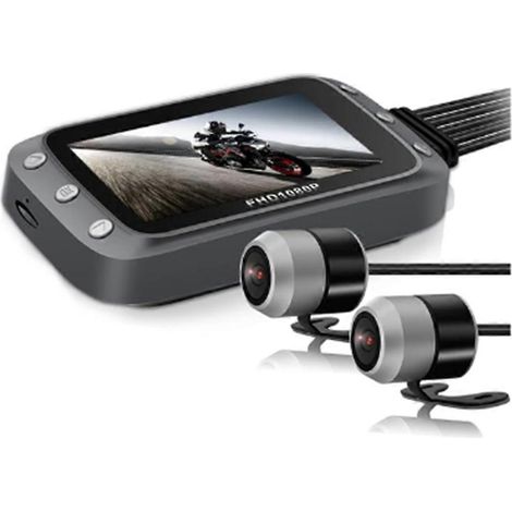 WiFi Motorrad-DVR-Dashcam 1080P+1080P Full HD Front- und Rückansicht Wasserdichte Motorradkamera GPS-Logger-Recorderbox (B) (1/5)