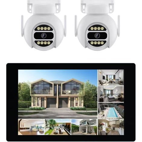 Kit 2 telecamere motorizzate - LINK2HOME - HD - Schermo tattile 10,1’’ - 3MP - Visione notturna + IP66