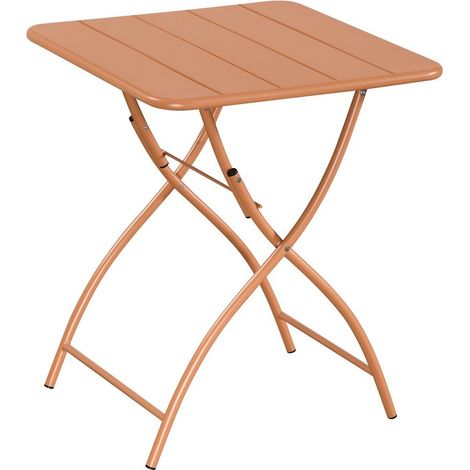 Square Bistro Folding Garden Table - Metal - L60 X W60 X H73.5 cm - Terracotta - Part Assembled