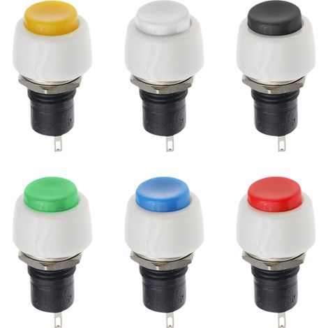 Interrupteur à bouton-poussoir à deux broches à tête ronde DS-451 de 10 mm réarmement automatique, déverrouillé ou verrouillé touche miniature à action momentanée. Rouge DS-451 déverrouillé (1/3)