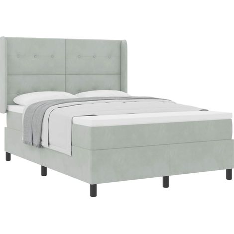 Maison Exclusive - Letto a molle con materasso Grigio chiaro 140 x 190 cm Velluto