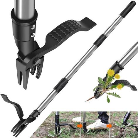 Horca de jardinería, desbrozadora, 112 cm de largo con mango, herramienta de jardín eficiente. Apta para eliminar raíces, desmontable.