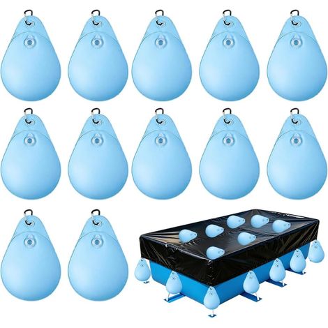 12 Pièces Sacs d'eau Lourds pour Couverture de Piscine, Poids de Couverture de Piscine avec Crochets, PVC Epais Sac de Suspension de Bâche de Piscine Etanche pour Hors Sol Antigel en Hiver (1/5)