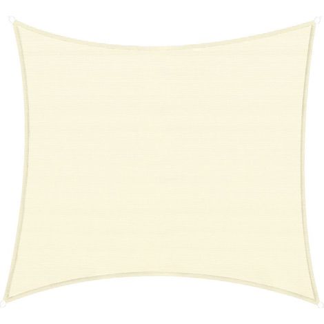 Voile d'ombrage rectangulaire 3 x 3 m polyéthylène Haute densité Protection UV Avec sac de rangement - Coloris crème (1/5)