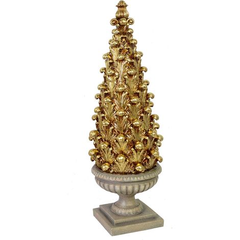 Mini Albero di Natale in Resina oro cm 18x18xh52,7