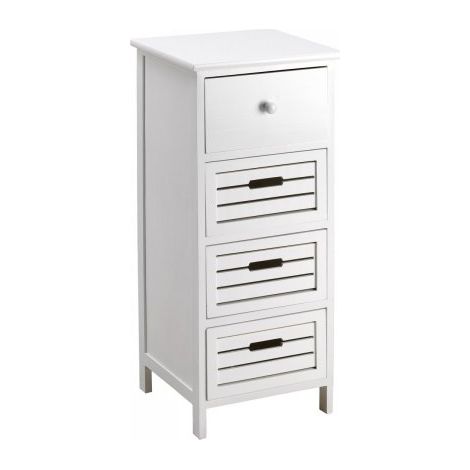 Mobiletto soggiorno, 4 cassetti in legno paulownia bianco 35x30x81H Slome