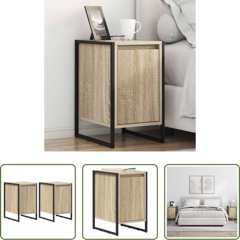 vidaXL Nachttisch Wohnzimmer -  Nachttisch 2 pcs Sonoma 39,5 x 30 x 50 cm Holzwerkstoff (1/5)