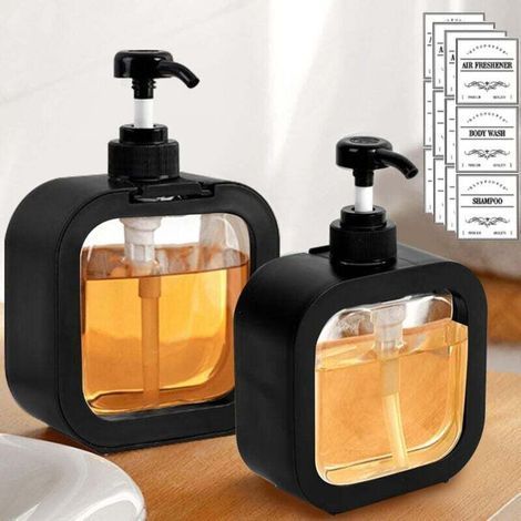 Seifenspender, nachfüllbarer Seifenspender für Küche und Bad, Seifenspender mit wasserfestem Etikett, Spülmittelspender, 300 ml (1/4)