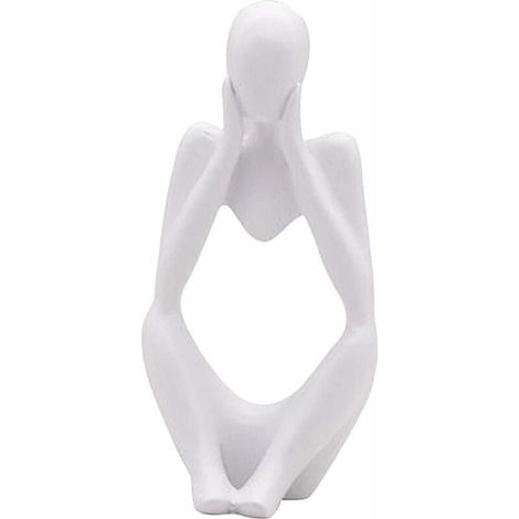 La Statue du penseur, Résine Penseur Sculpture Abstraite Statue Caractère Moderne Figurines Accueil Décor Bureau de Bureau Ornement d'anniversaire Cadeaux Blanc (1/5)