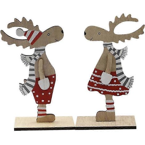 Lot de 2 décorations de Noël pour la maison, décoration de bureau, cerf de Noël, cerf de dessin animé (1/3)