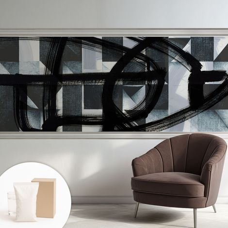 Papier peint intissé pour salon chambre à coucher peint imprimé pour mur - Colle incluse gratuite Géométrie expressive 250x104 cm (1/5)