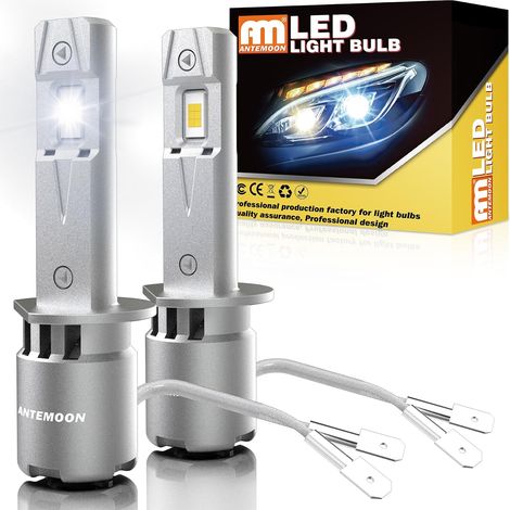 H1 LED Bulb, 90W 18000LM CSP 6000K White H1 LED Bulb for Headlight DC 12V 24V Car and Motorcycle, 1:1 Mini Replacement for Halogen and Xenon Lamps, Error, 2 Bulbs (1/5)