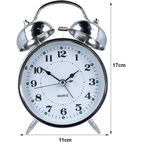 Sveglia Classica da Comodino con Doppio Campanello, Stile Tradizionale, Orologio Silenzioso (1/4)