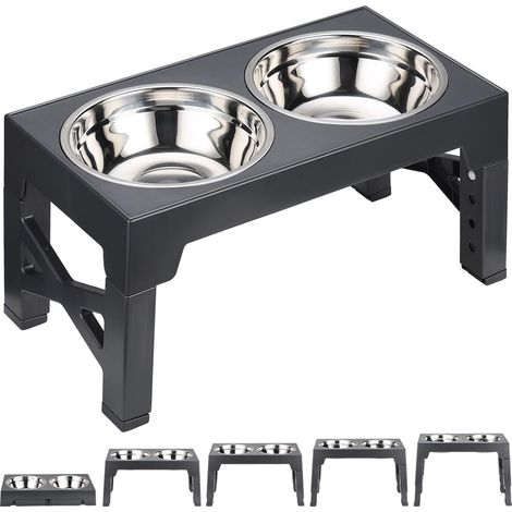 Jeffergarden Bol surélevé réglable hauteur pour chien 1100ml double - ergonomique, projet santé animaux maison (1/5)