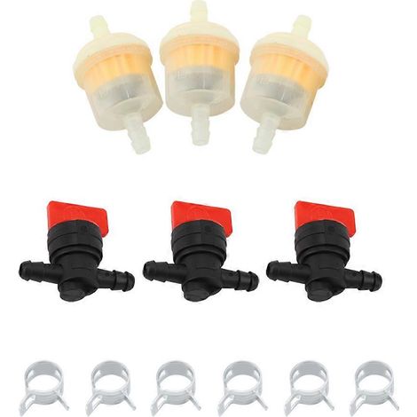 Kit de vannes d'arrêt de carburant avec colliers de serrage, filtres à carburant en ligne, matériau plastique durable, haute performance, installation facile, lot de 6 pour petits moteurs et moteurs é (1/5)