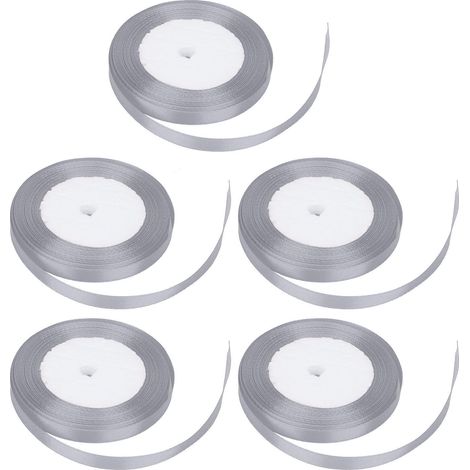 5 Rubans Cadeau imperméables, environ 1 cm x 22 m, gris, vifs et indélébiles, multi-usages pour emballage cadeau (1/5)