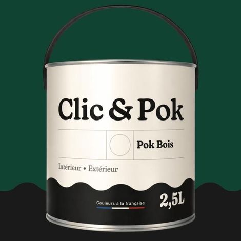 Peinture Bois Extérieur – POK BOIS - 2,5L - RAL 6005 - Vert mousse- Résistante aux intempéries - Ne s'écaille pas