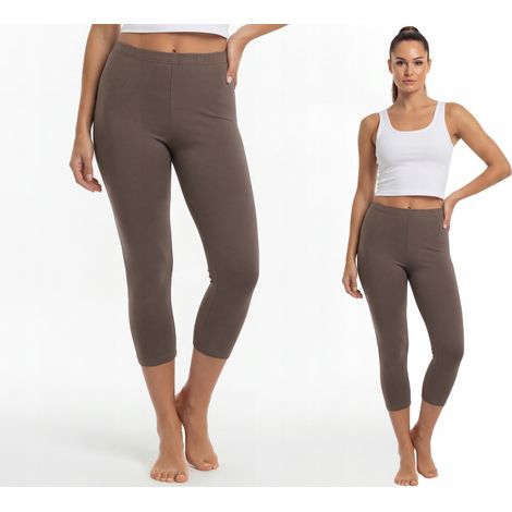 3/4-Leggings aus Baumwolle, polnischer Hersteller, Farbe: Dunkelbeige, Größe: XXL (1/4)