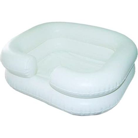 Mobiclinic, bassine gonflable pour le lavage des cheveux, marque européenne, pour personnes âgées et handicapées, tuyau d'évacuation, aide au bain, blanc (1/5)