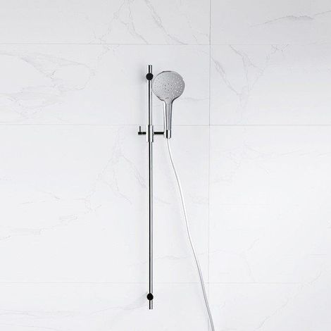 FugaFlow Eccelente Ensemble barre de coulissement avec douchette ronde, flexible de douche lisse chrome