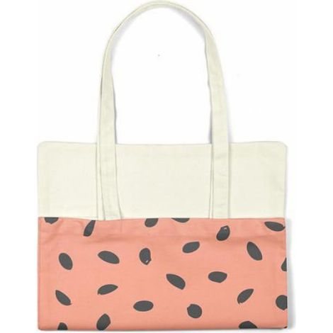 Sac shopping - Bonamaison - Designs différents - Coton - Rose - Anses longues (1/4)