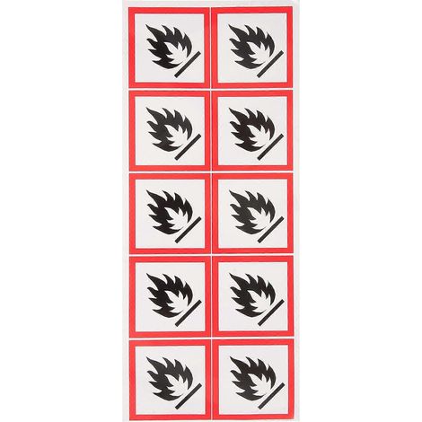 1 feuille d'autocollants pour liquides inflammables - Panneau pratique pour liquides inflammables (1/4)