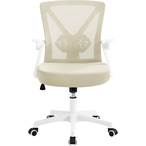 Homevive Silla de Oficina de Trabajo con Reposabrazo Ajustable Ergonomica Altura Ajustable Malla MAX Carga 136 KG Beige