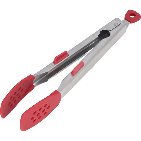 Pinces de cuisine robustes en acier inoxydable 304, antidérapantes et résistantes à la corrosion, idéales pour barbecue et pâtisserie, couleur rouge. (1/5)
