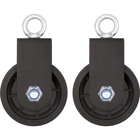 2 poulies Poulie de câble de 90 mm Roue de traction à rotation à 360 degrés pour système de poulie, équipement de bricolage, bloc de levage, échelle de levage, équipement de gymnastique (1/5)