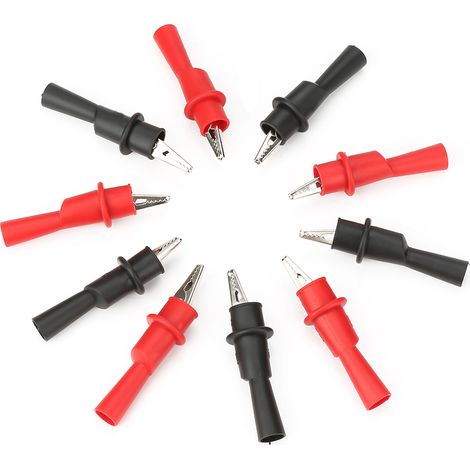 P2008 Lot de 10 pinces crocodiles métalliques isolées, accessoires de test électrique pour multimètre (1/5)
