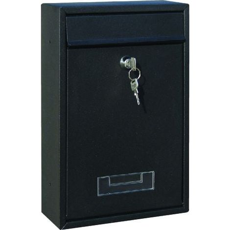 Primaster Briefkasten schwarz Postkasten schwarz inkl 2 Schlüssel Namensschild