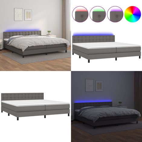 Sommier à lattes de lit avec matelas et LED Gris 200x200 cm - Lit Plateforme - Lit Design - Lit Moderne - Lit Capitonné - Lit Avec Rangement - Home & Living (1/5)