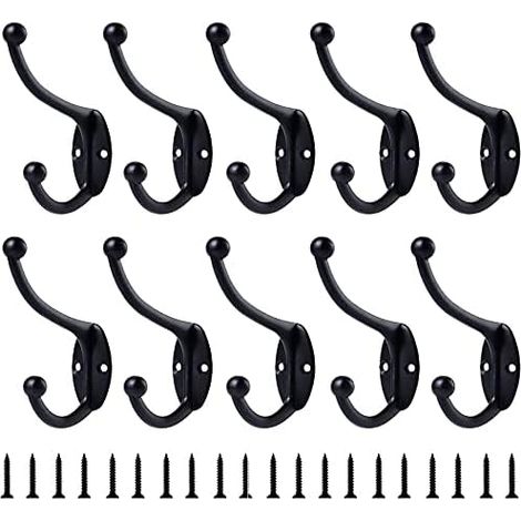 Perchero de Pared, Perchero, para Pared Baño Cocina, Negro 10 Piezas (1/5)