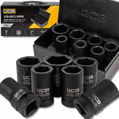 JCB 8072-5MPB Set de 7 Douilles Profondes 1''