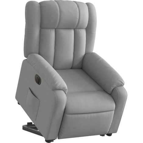 Poltrona relax TV molto comoda con funzione di sollevamento elettrico in tessuto grigio chiaro DEC028321