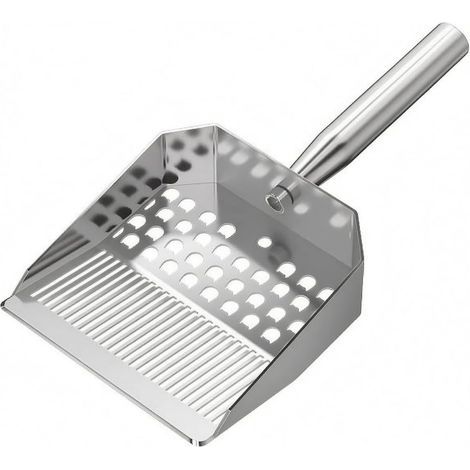 Pelle INOX Perforée Fond Fendu Pelle Sable INOX Finition Argentée, Pelle Tamis en Acier Inoxydable À Manche Court