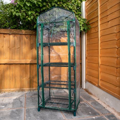 1.3m x 0.5m 4 Tier Greenhouse with Steel Frame and Removable PVC Cover (1/3)