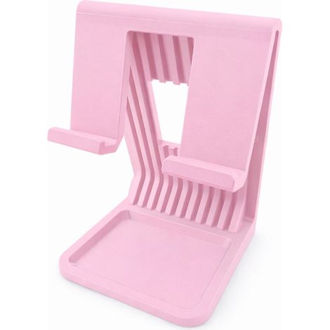 Supporto da scrivania rosa per tablet iPad con uscita per il cavo. (1/3)