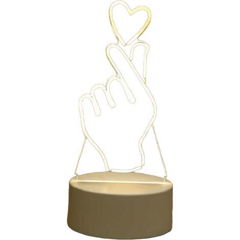 Veilleuse LED 3D en forme de cœur, charmante, pour chambre à coucher, chambre d'enfant, etc. (9,2 x 16 cm)