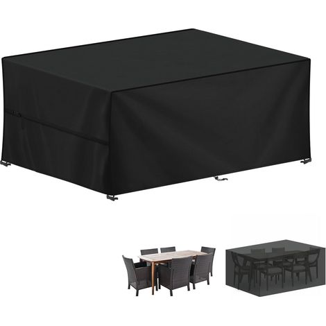 Housse Table Jardin, 420D Oxford Bâche Table de Jardin Imperméable  Bache de Protection Exterieur Salon de Jardin, Housse pour Mobilier de Jardin, Ensembles de Table et de Canapé, 210x100x75cm (1/5)