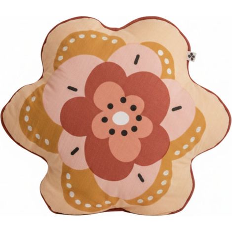 Coussin Déhoussable coton motif et forme fleur - BARBAFLEUR