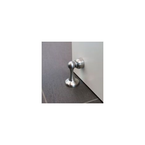 MS011 Fermaporta magnetico effetto acciaio inox - Fermaporta con accessori per montaggio a pavimento e a parete - Blocco magnetico per porta - 4,9 x 5,8 x 8,3 cm - Crezuo
