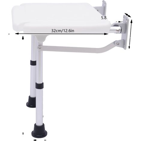 Siège de Douche, Design Pliable, Hauteur Réglable, Hauteur réglable (1/2)