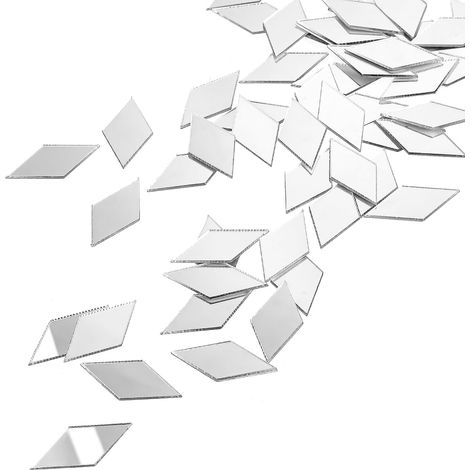 Lot de 300 petits miroirs pour bricolage - Mini film miroir mosaïque - Miroir en verre - Autocollant pour bricolage - Décoration murale de salle de bain - Artisanat - Armoire (losange) (1/5)