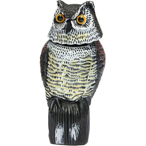Large realistic owl decoy with rotating head bird/pigeon/crow scarer (1/5)