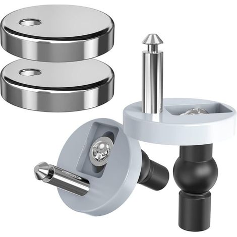 Fixation rapide pour abattant WC, accessoire universel pour charnière, compatible avec les trous borgnes de WC, lot de 2 (1/4)