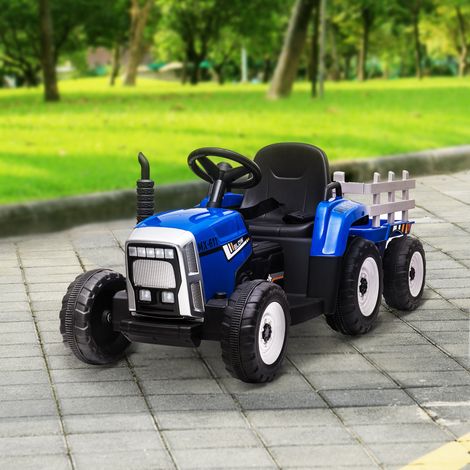 Tractor eléctrico con remolque desmontable, para niños de 3 a 6 años, con control remoto, reproductor de música MP3, pantalla y luces.